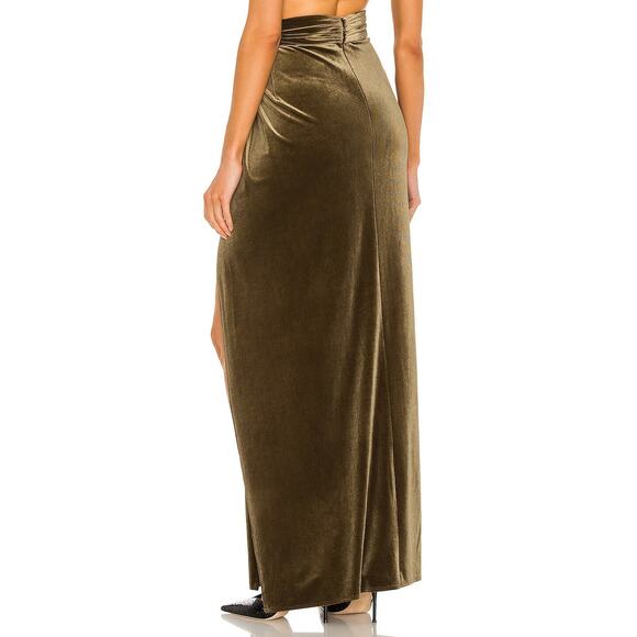 Ronny Kobo x Revolve Freya Velvet Bra Top & Blythe Maxi Skirt Set Olive Size S - Picture 5 of 8